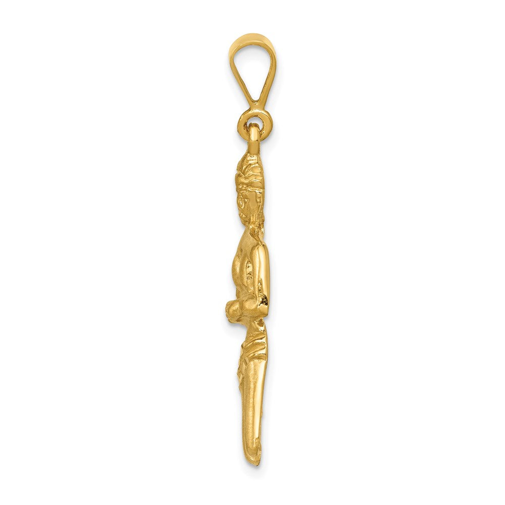 14K Gelbgold Satinierter Diamantgeschliffener Sternzeichen-Charm „Jungfrau“