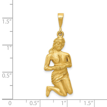 14K Gelbgold Satinierter Diamantgeschliffener Sternzeichen-Charm „Jungfrau“