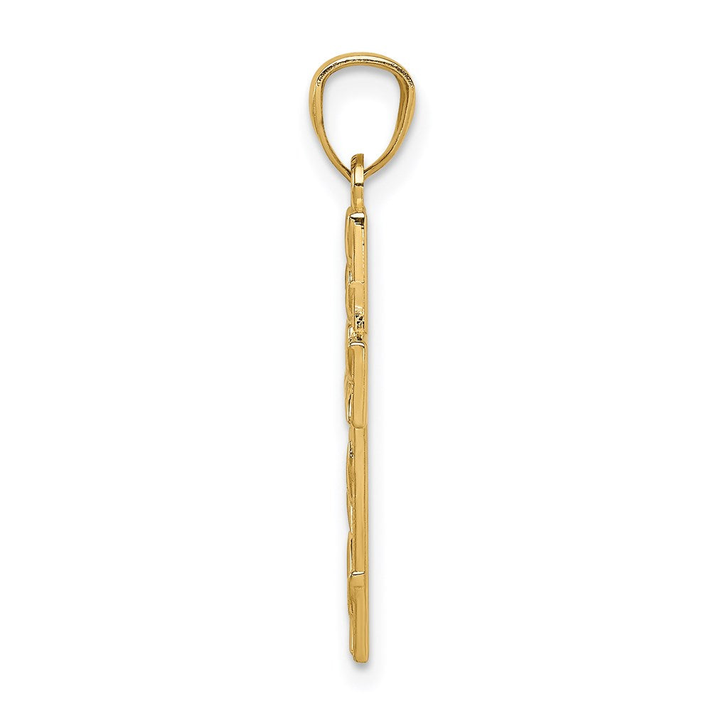 14K Gelbgold Blatt Kreuz Anhänger
