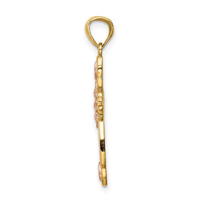 14K Zweifarbiges Gold Kreuzanhänger aus zweifarbigem Gold