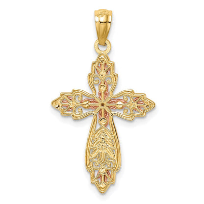 14K Zweifarbiges Gold Kreuzanhänger aus zweifarbigem Gold