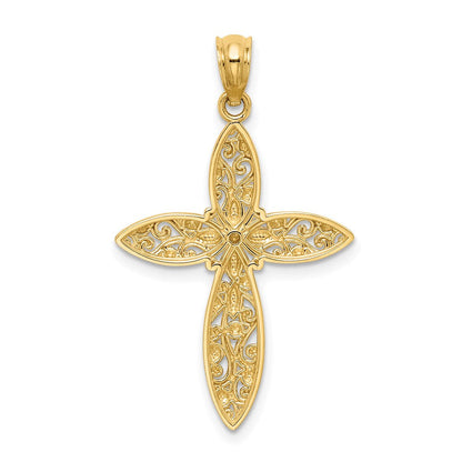 14K Gelb & Rhodium Weiß Diamantiert Passion Kreuz Anhänger
