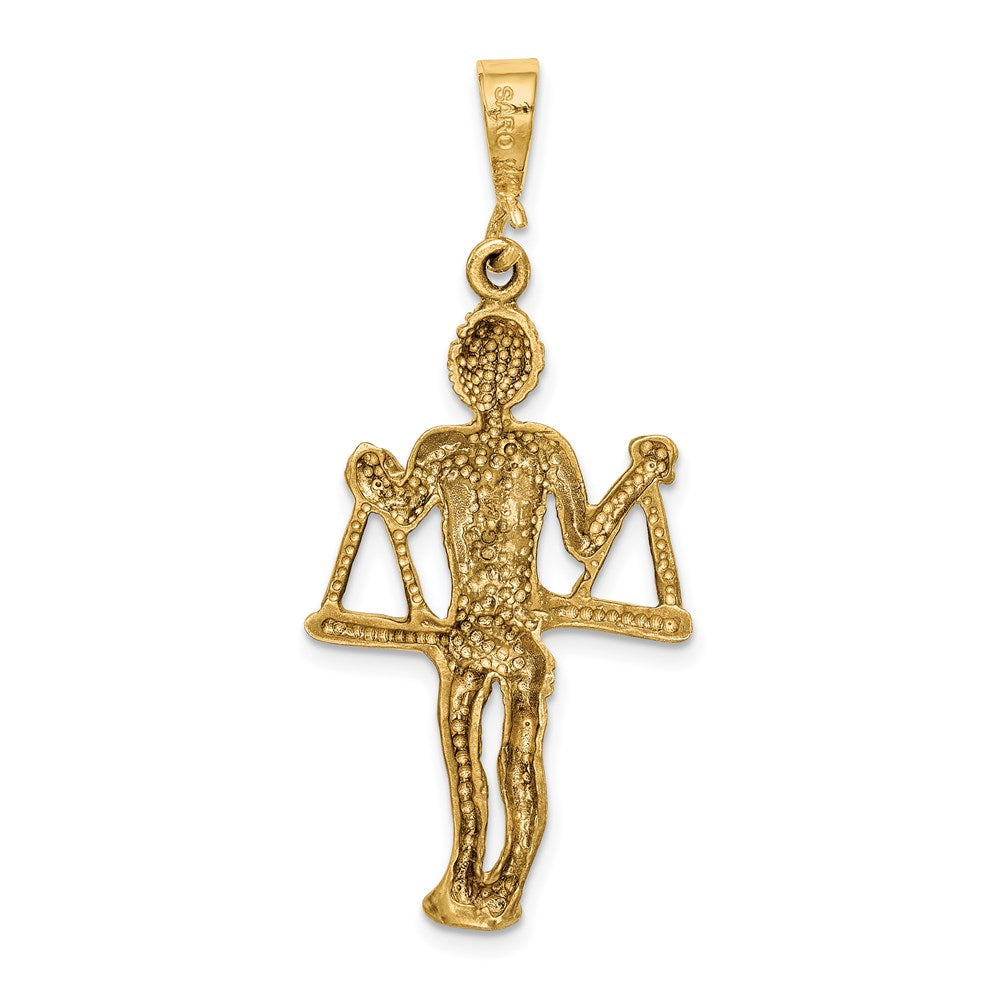 14K Gelbgold Charm mit satinierter, diamantgeschliffener Waage – Sternzeichen-Anhänger