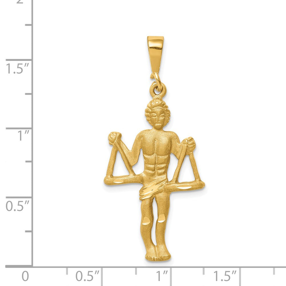 14K Gelbgold Charm mit satinierter, diamantgeschliffener Waage – Sternzeichen-Anhänger