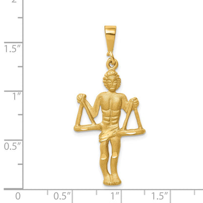 14K Gelbgold Charm mit satinierter, diamantgeschliffener Waage – Sternzeichen-Anhänger