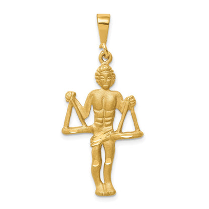 14K Gelbgold Charm mit satinierter, diamantgeschliffener Waage – Sternzeichen-Anhänger