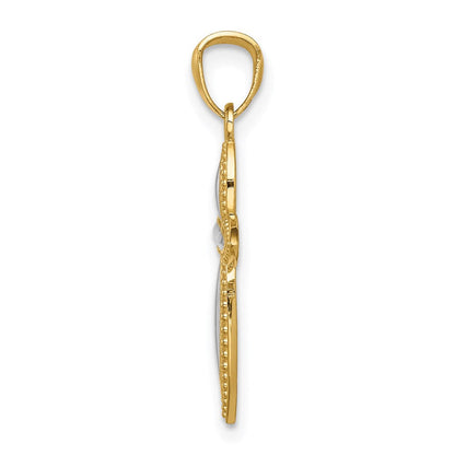 14K Gelb & Rhodium Weiß Passion Kreuz Anhänger