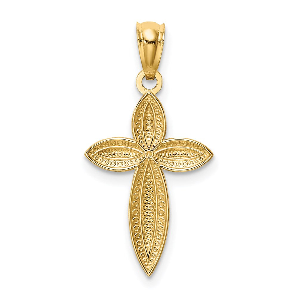 14K Gelb & Rhodium Weiß Passion Kreuz Anhänger