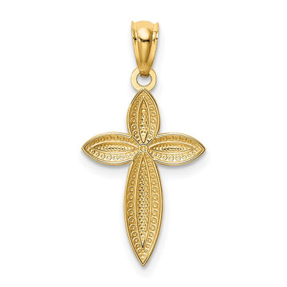 14K Gelb & Rhodium Weiß Passion Kreuz Anhänger