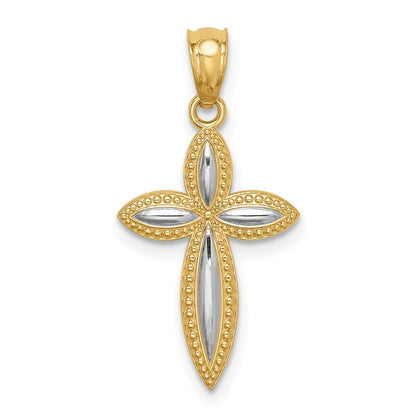 14K Gelb & Rhodium Weiß Passion Kreuz Anhänger