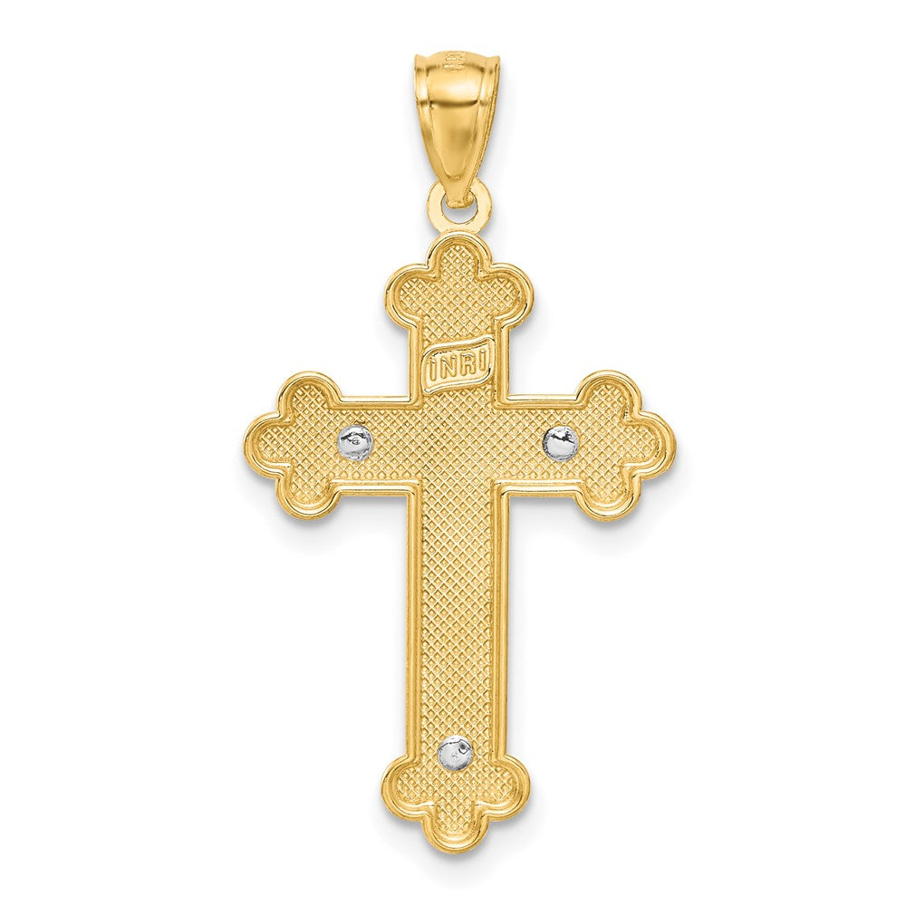14K Bicolor Gold Bicolor Gold mit Rhodium Inri Knospend Kruzifix