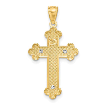 14K Bicolor Gold Bicolor Gold mit Rhodium Inri Knospend Kruzifix
