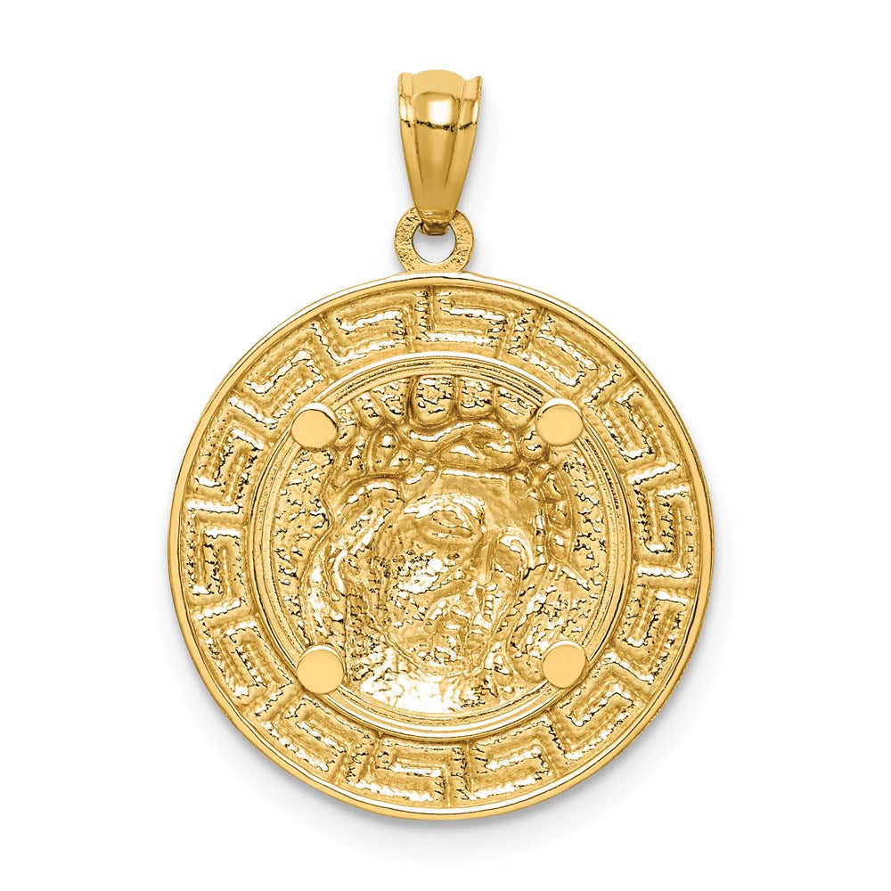 14K Gelb & Rhodium Gold mit Weiß Rhodium Jesus Medaille