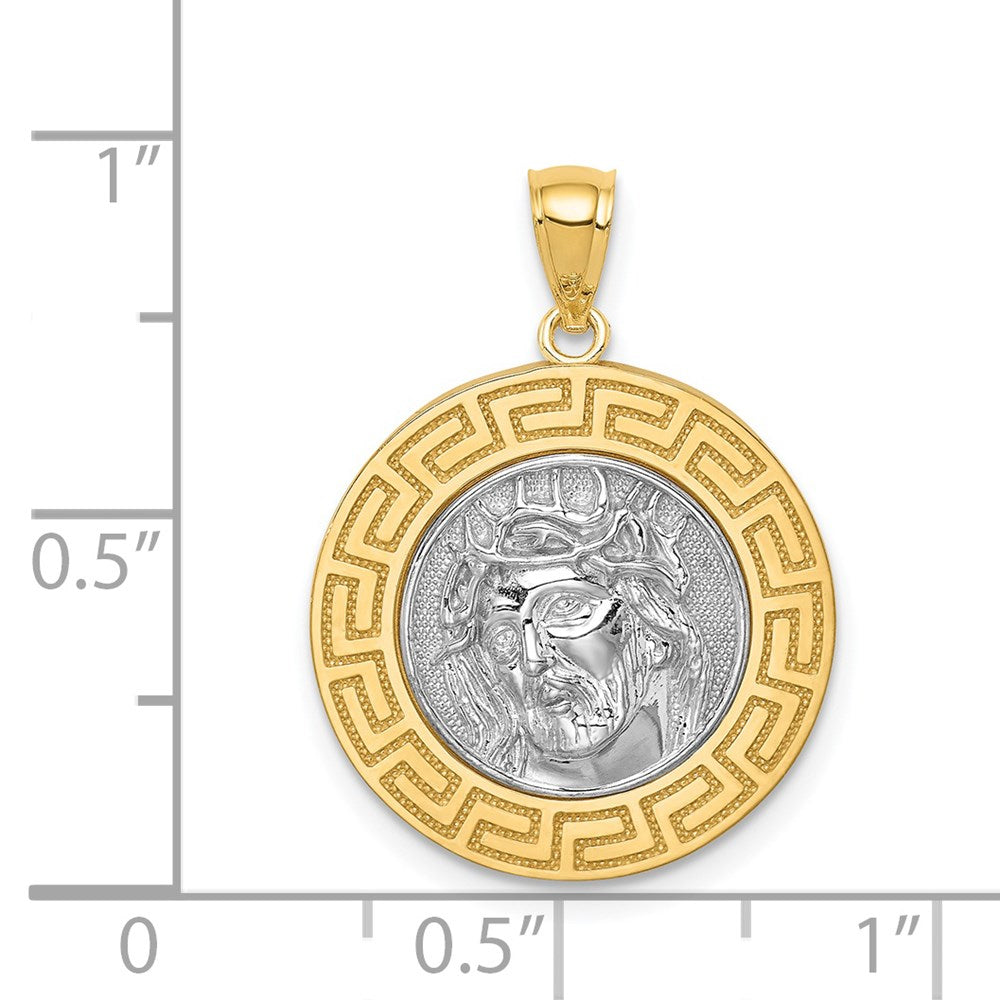 14K Gelb & Rhodium Gold mit Weiß Rhodium Jesus Medaille