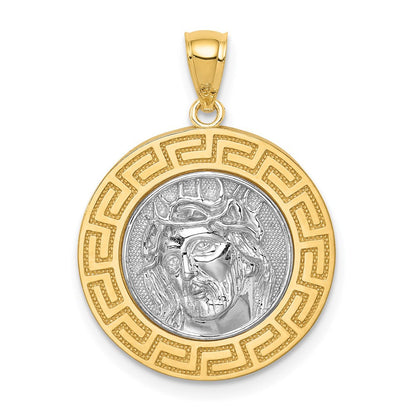 14K Gelb & Rhodium Gold mit Weiß Rhodium Jesus Medaille