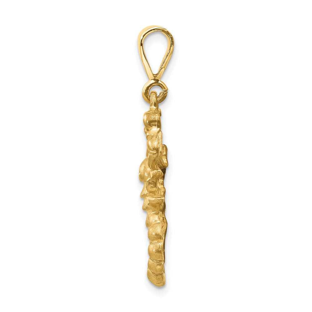 14K Gelbgold satinierter diamantgeschliffener Skorpion-Sternzeichen-Charm
