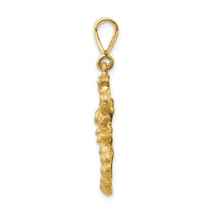 14K Gelbgold satinierter diamantgeschliffener Skorpion-Sternzeichen-Charm