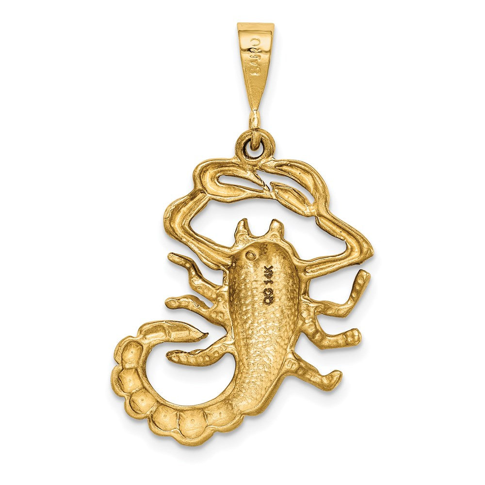 14K Gelbgold satinierter diamantgeschliffener Skorpion-Sternzeichen-Charm