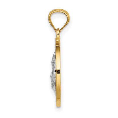 14K Gelb & Rhodium Gold mit Weiß Rhodium Jesus Medaille