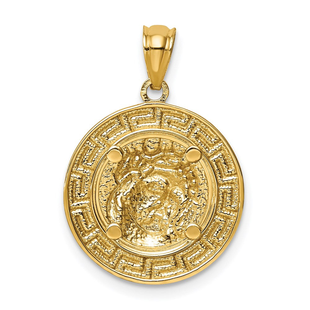 14K Gelb & Rhodium Gold mit Weiß Rhodium Jesus Medaille
