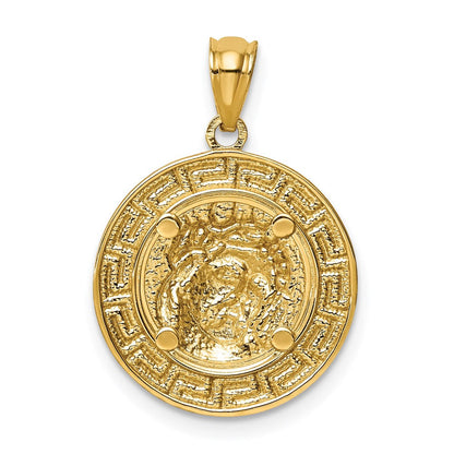 14K Gelb & Rhodium Gold mit Weiß Rhodium Jesus Medaille