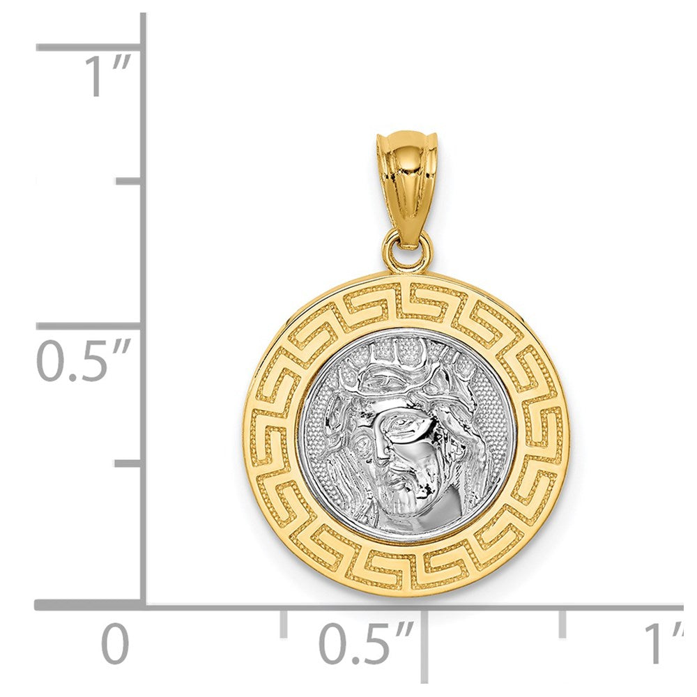 14K Gelb & Rhodium Gold mit Weiß Rhodium Jesus Medaille