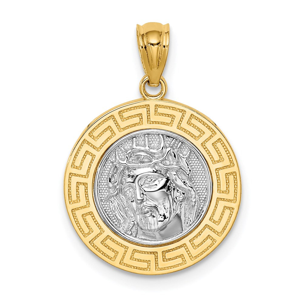 14K Gelb & Rhodium Gold mit Weiß Rhodium Jesus Medaille