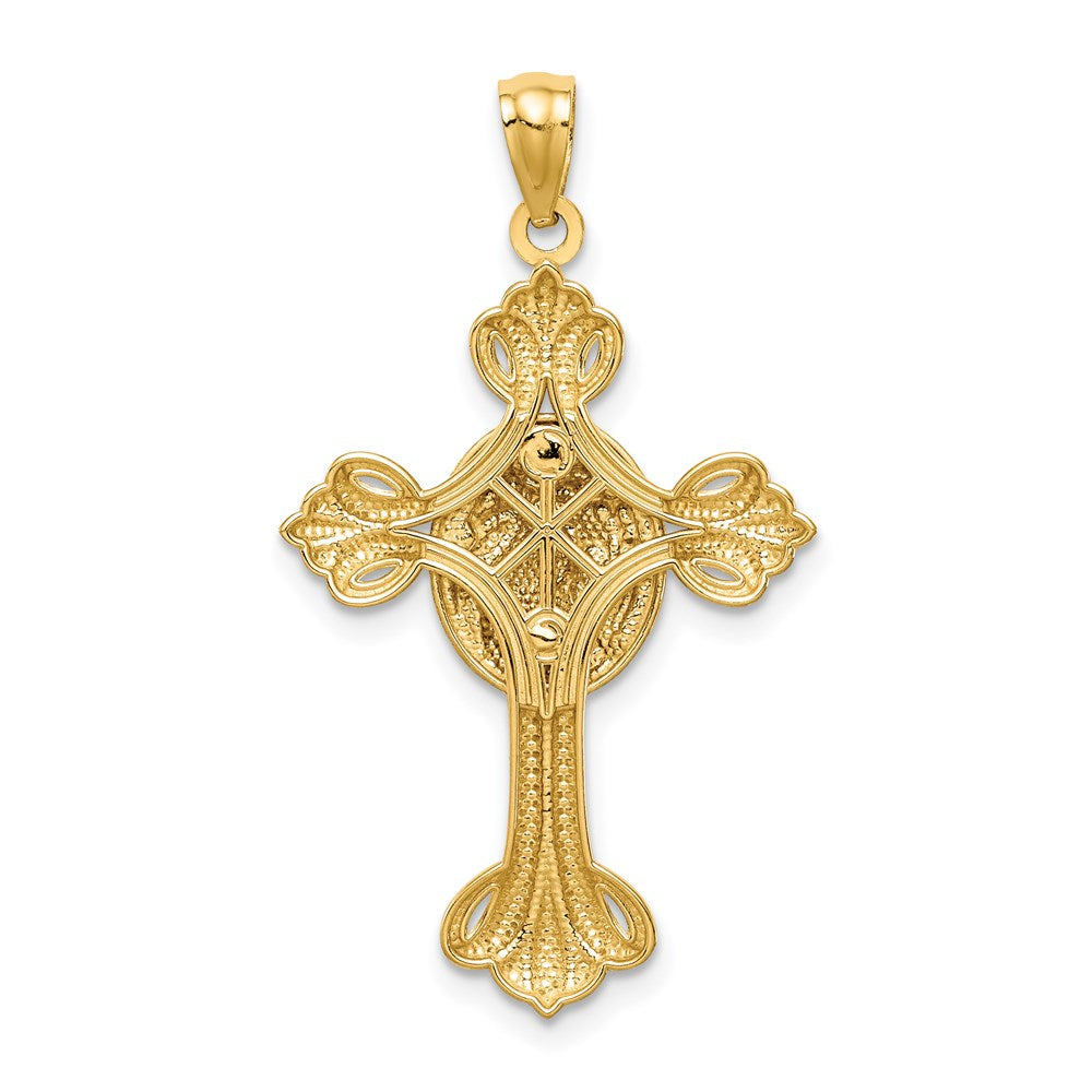 14K Gelb- und Rhodiumgold mit Weißrhodium Jesus-Kreuz-Anhänger