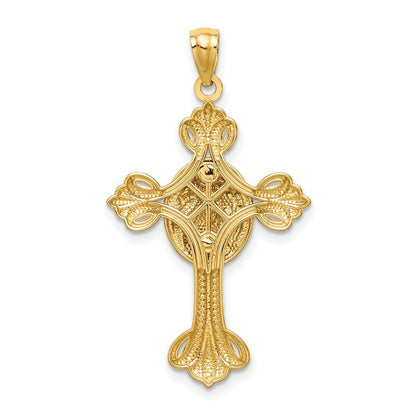 14K Gelb- und Rhodiumgold mit Weißrhodium Jesus-Kreuz-Anhänger