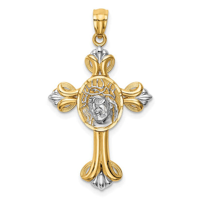 14K Gelb- und Rhodiumgold mit Weißrhodium Jesus-Kreuz-Anhänger