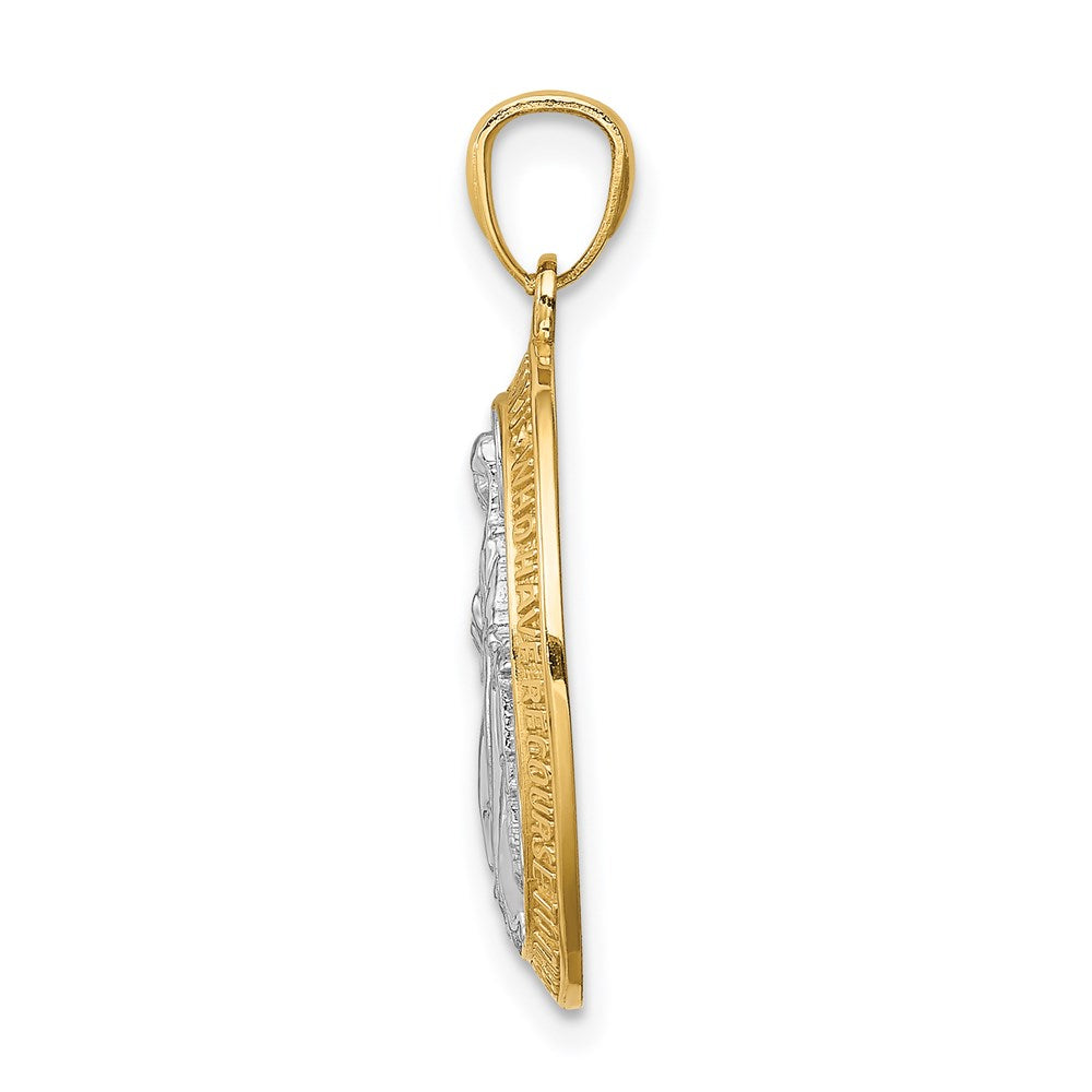 14K Gelb & Rhodium Weiß Poliert Wundertätig Medaille Anhänger