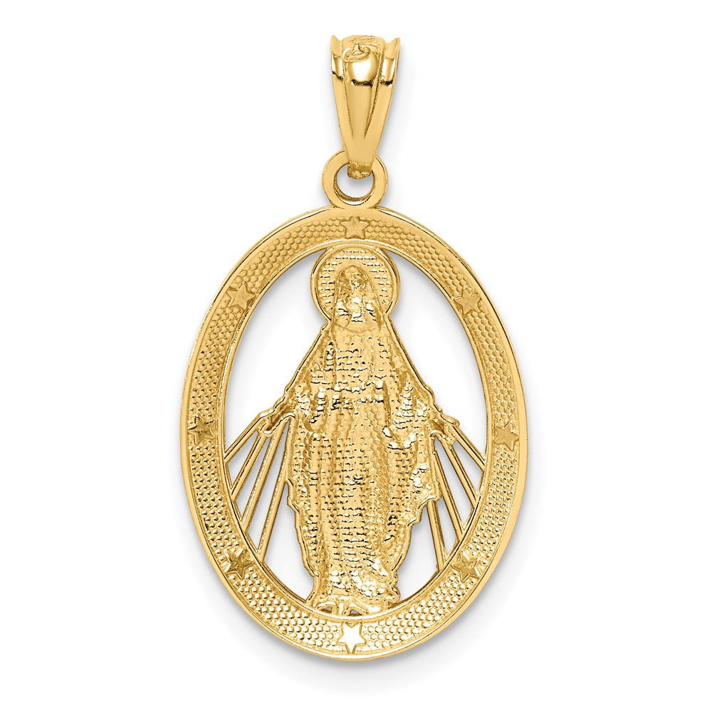 14K Gelb & Rhodium Weiß Poliert Wundertätig Medaille Anhänger