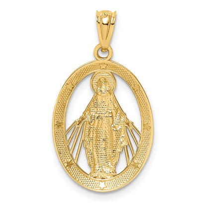 14K Gelb & Rhodium Weiß Poliert Wundertätig Medaille Anhänger