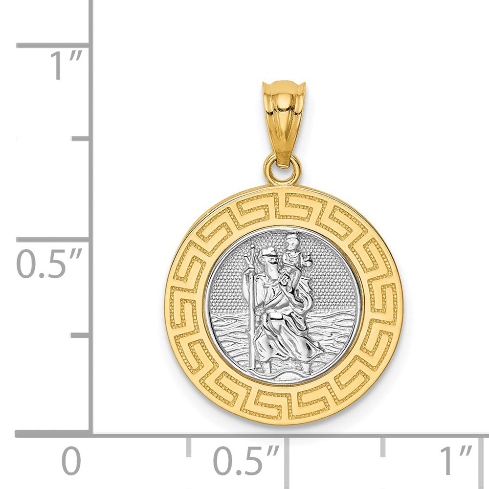 14K Gelb & Rhodium Gold mit Rhodium St. Christopher Medaille