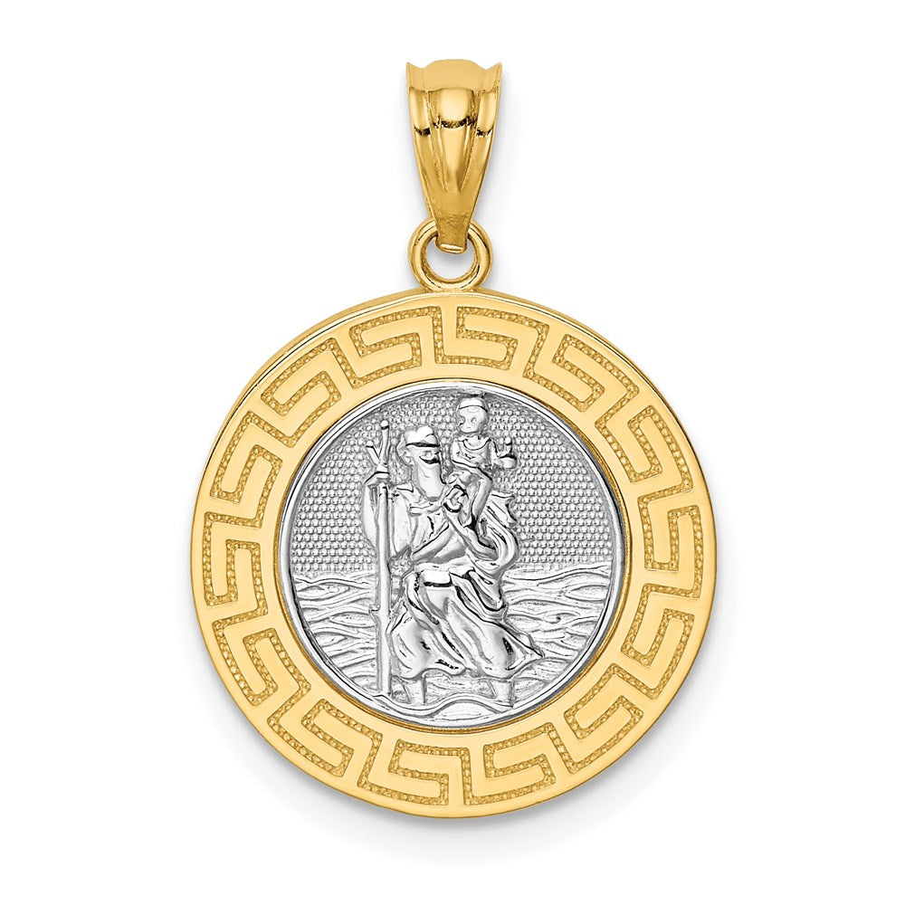 14K Gelb & Rhodium Gold mit Rhodium St. Christopher Medaille