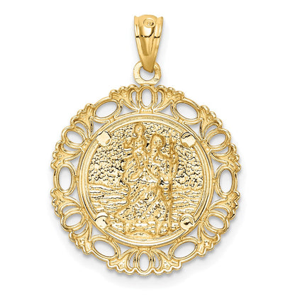 14K Gelb & Rhodium Gold mit Rhodium St. Christopher Medaille