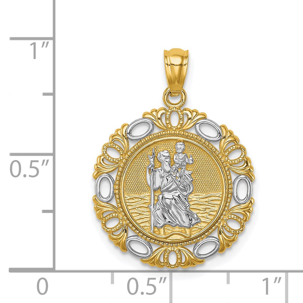 14K Gelb & Rhodium Gold mit Rhodium St. Christopher Medaille