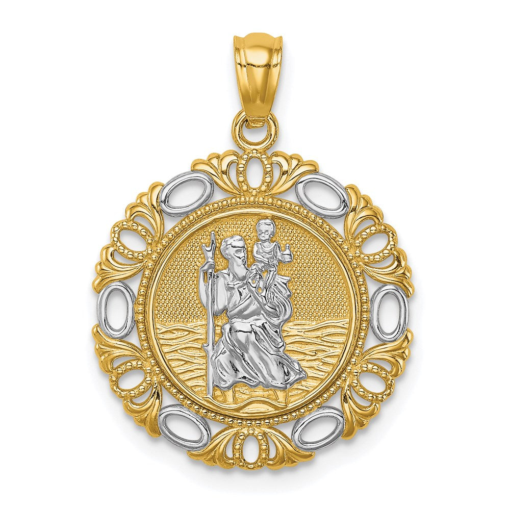 14K Gelb & Rhodium Gold mit Rhodium St. Christopher Medaille