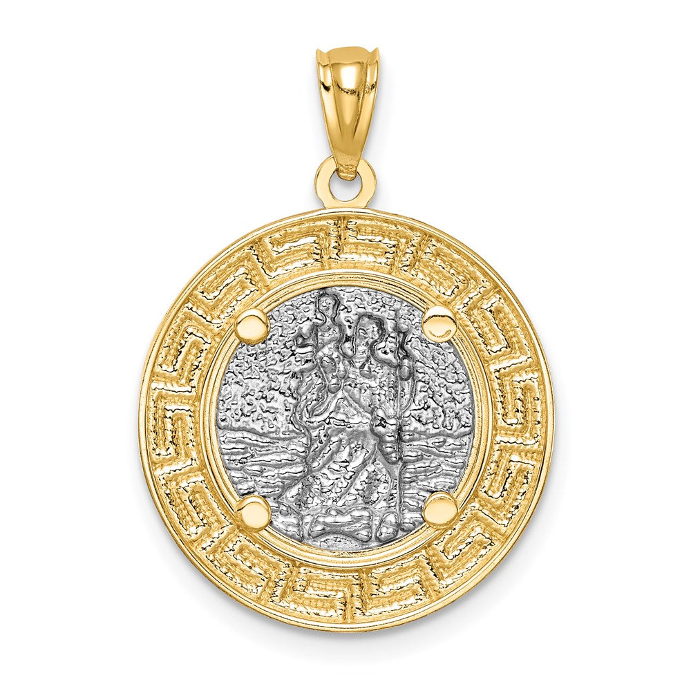 14K Gelb & Rhodium Gold mit Rhodium St. Christopher Medaille