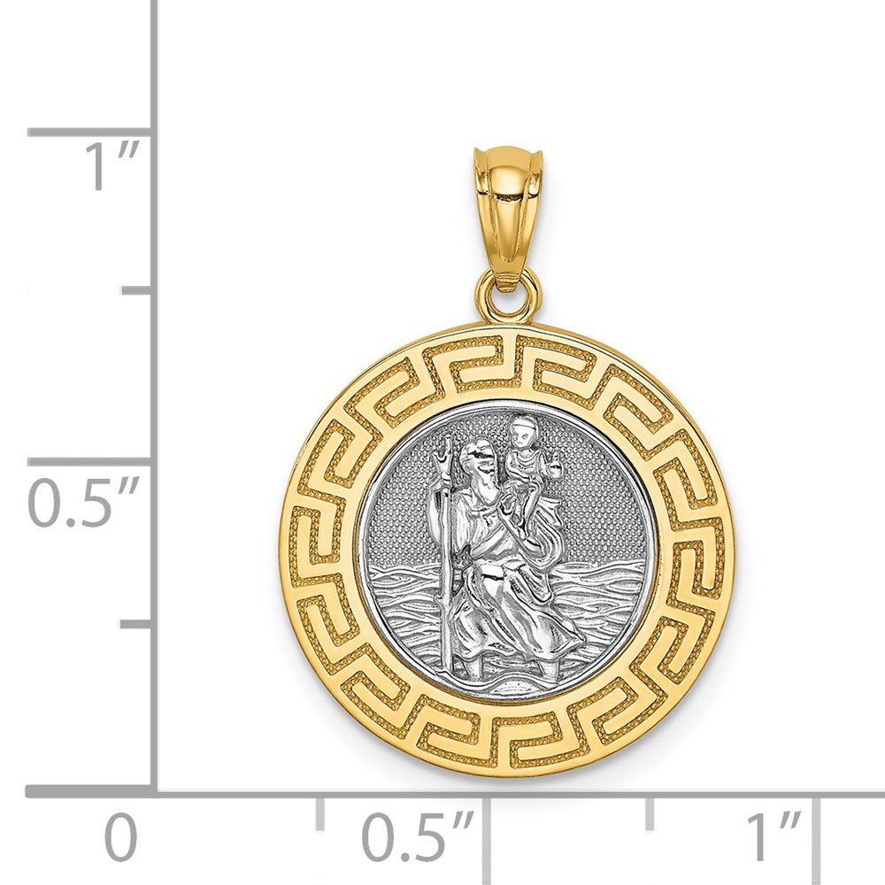14K Gelb & Rhodium Gold mit Rhodium St. Christopher Medaille