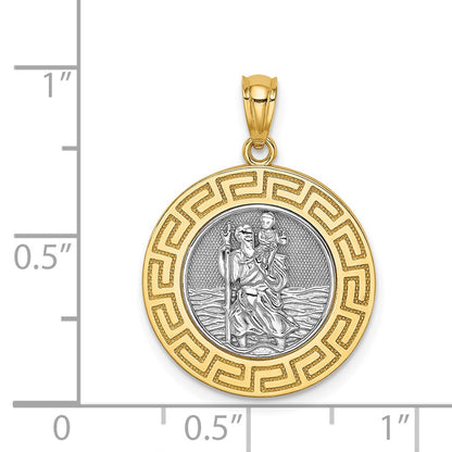 14K Gelb & Rhodium Gold mit Rhodium St. Christopher Medaille