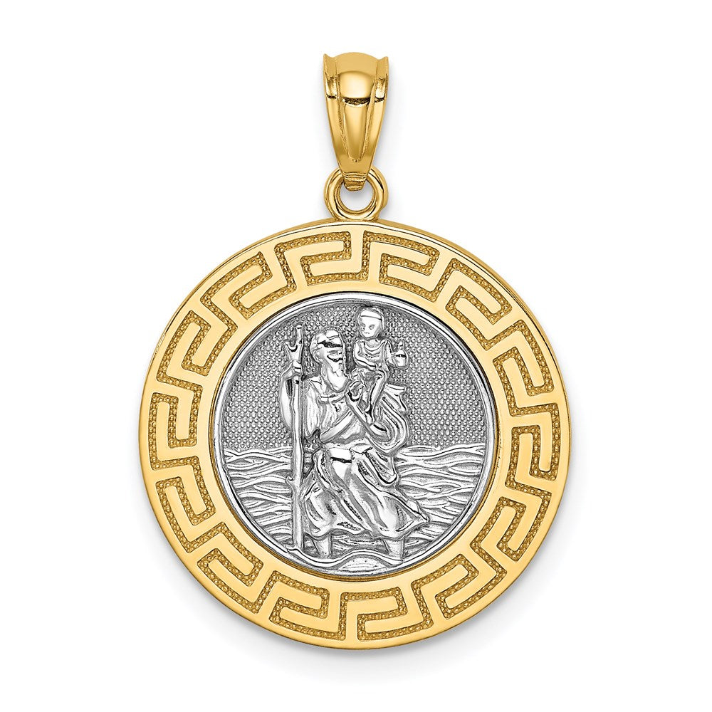 14K Gelb & Rhodium Gold mit Rhodium St. Christopher Medaille