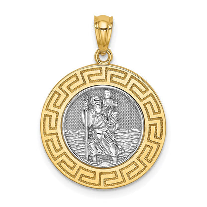 14K Gelb & Rhodium Gold mit Rhodium St. Christopher Medaille