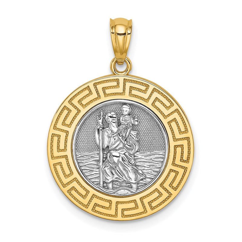 14K Gelb & Rhodium Gold mit Rhodium St. Christopher Medaille