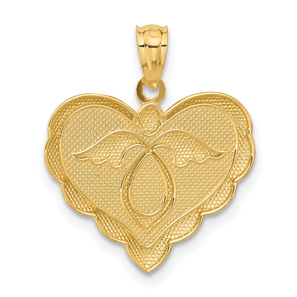 14K Gelbgold Engel-in-Herz-Anhänger