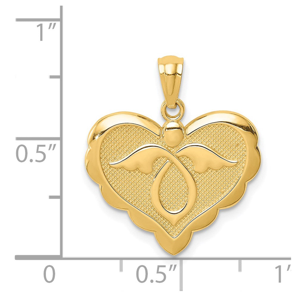 14K Gelbgold Engel-in-Herz-Anhänger