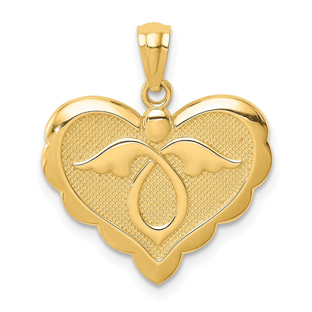 14K Gelbgold Engel-in-Herz-Anhänger