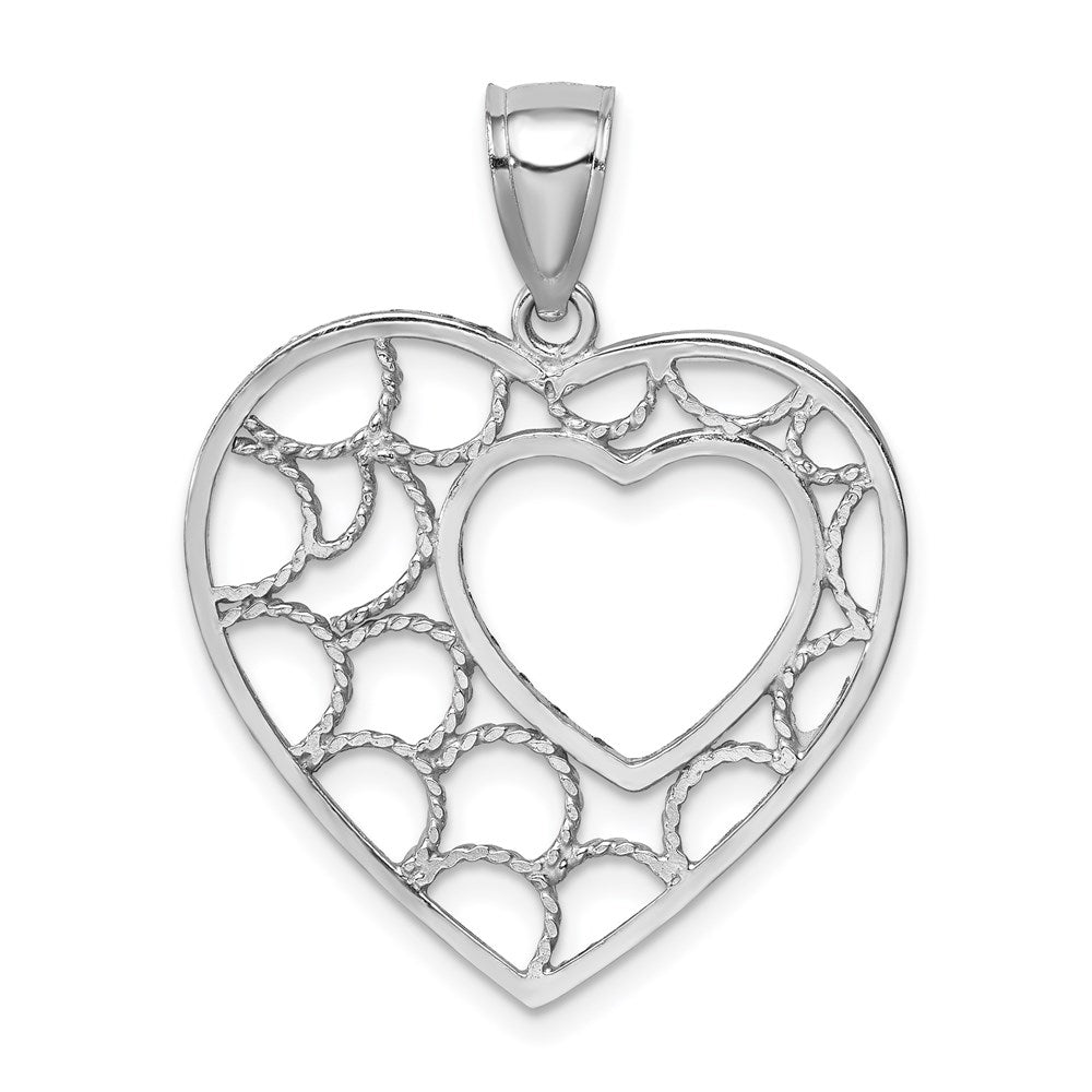 14K Weißgold Herzanhänger, diamantgeschliffen