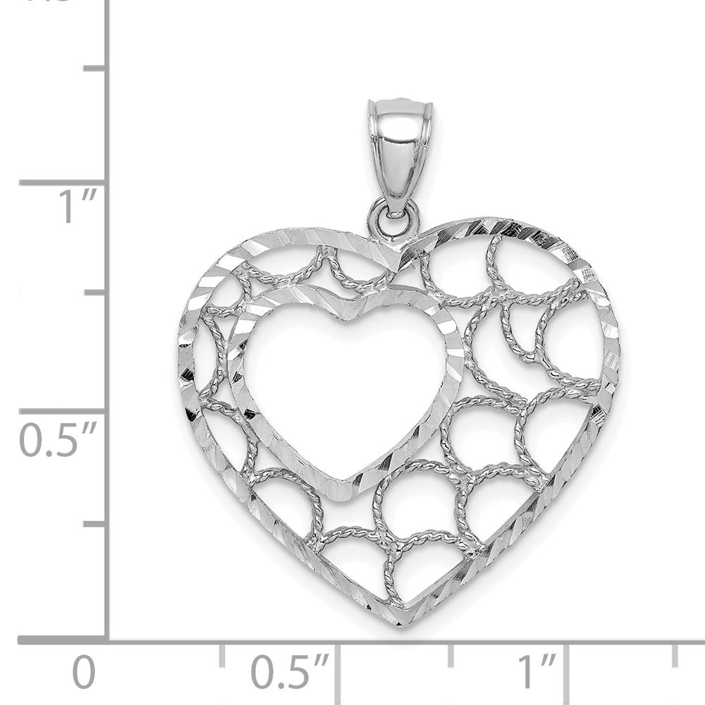 14K Weißgold Herzanhänger, diamantgeschliffen