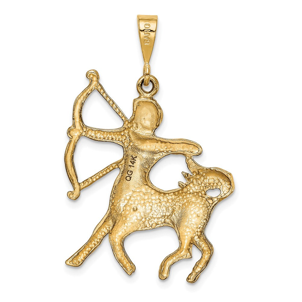 14 Karat Gelbgold Satin Diamantschliff-Sternzeichen-Anhänger Schütze